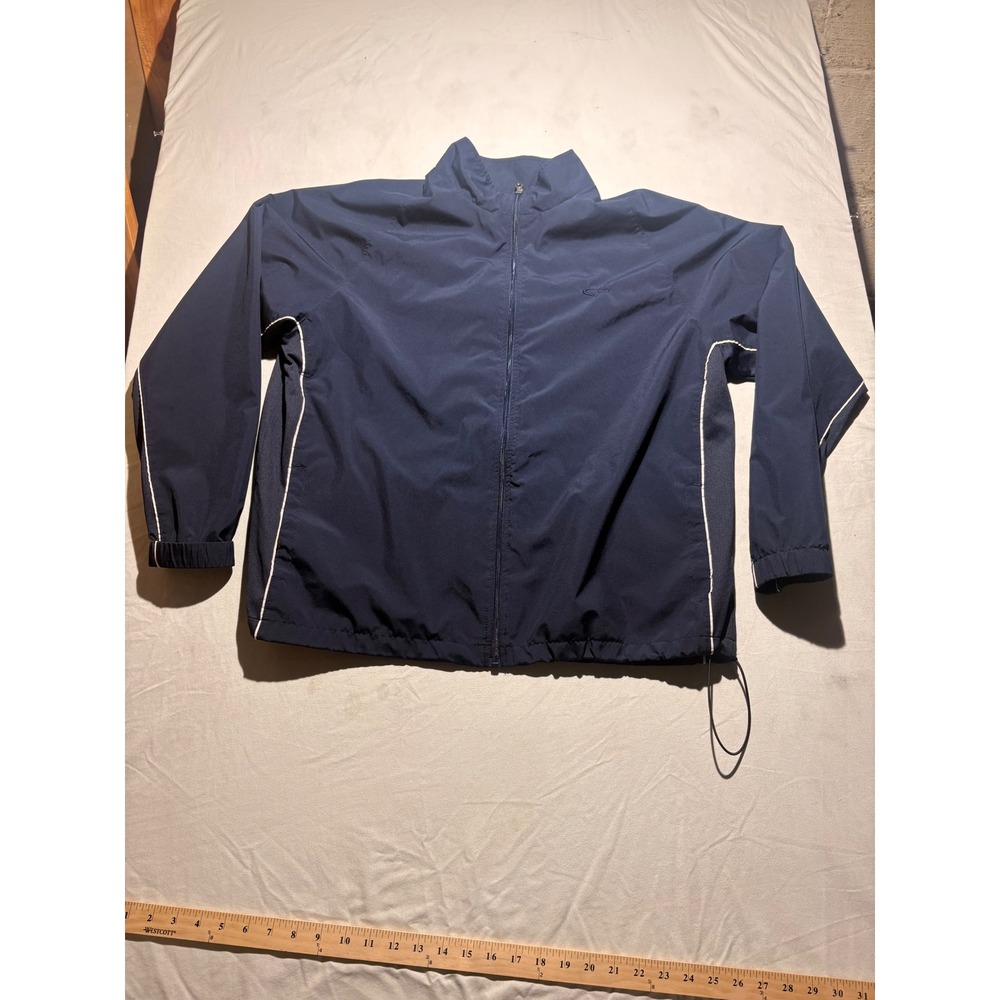 C9 by Champion Mens XL Navy Blue Full Zip Windbreaker Jacket Mesh Lined Piping